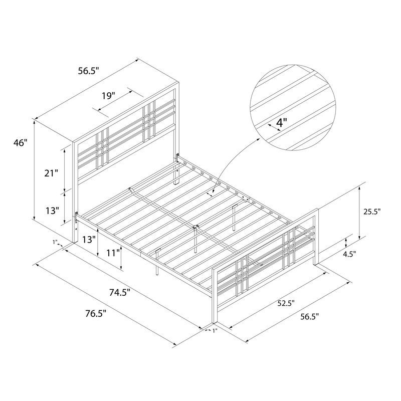 Boghos Metal Bed, Double (4'6)