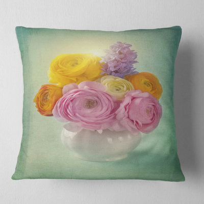 Ranunculus Flowers - Floral Printed Pillow