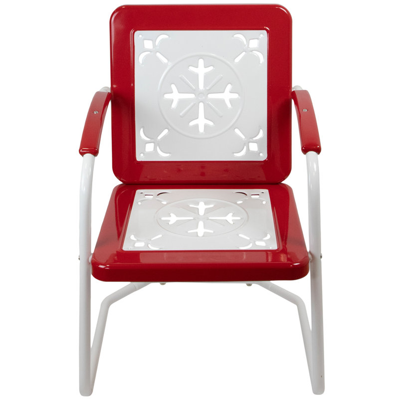 Fauteuil carré d'extérieur 35 po Tulip, Rouge / Blanc