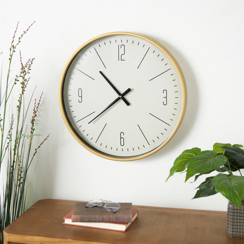 Amburgey 19.63" Glass Wall Clock, Gold