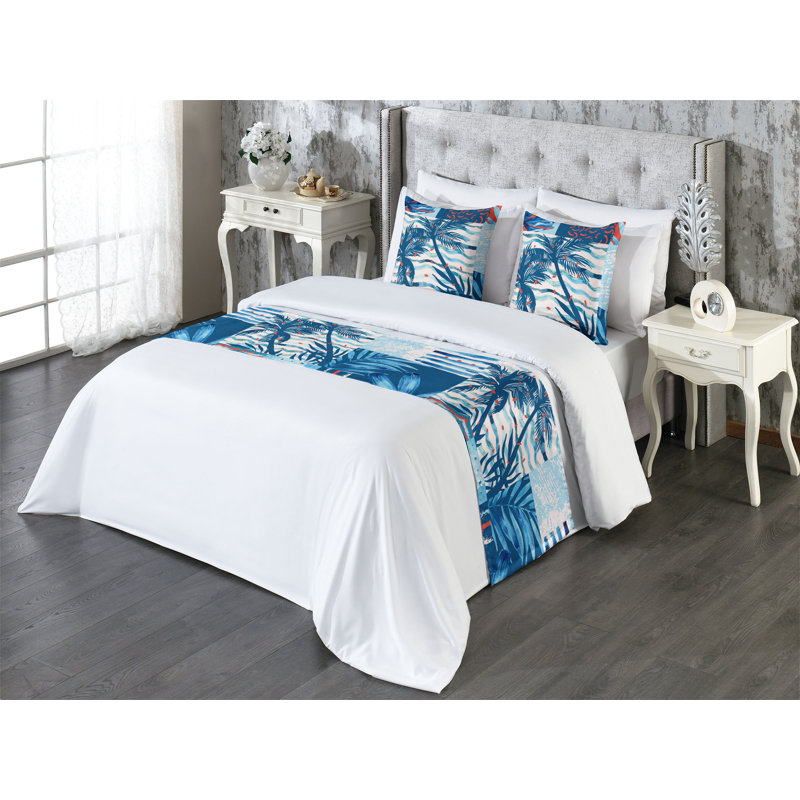 Ensemble de chemin de lit Ambesonne Exotics Chill Hawaii Vibes Palmier lavande foncé rose foncé, Très grand lit