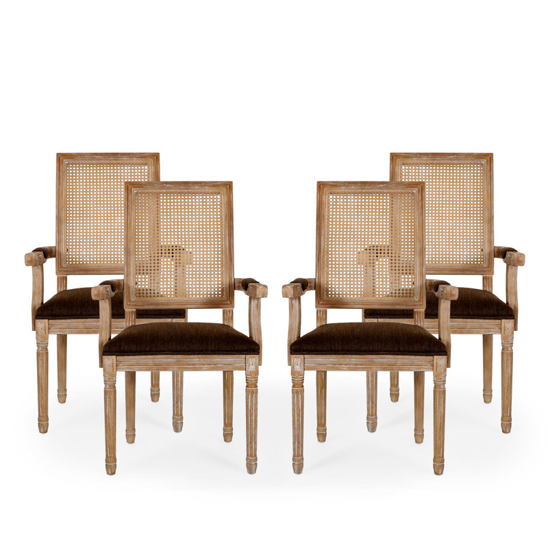 Fauteuil à dossier Louis Lapathos, Brun, Naturel, 4