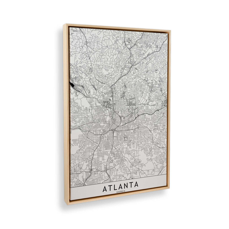 «Atlanta White Map» par Garima Dhawan, impression sur toile, H 24 po x l 18 po, Cadre flottant, Tanné