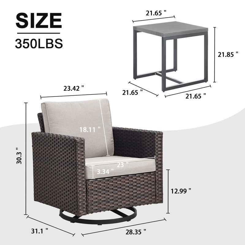 Nazime 2 Person Seating Group with Cushion, Beige, Brown
