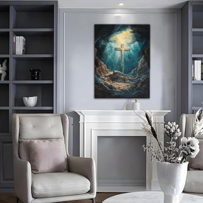 Art mural encadré croix chrétienne, Jésus bon vendredi, peinture à l'huile, décoration murale, affiche sur toile, image pour salon, étude, salle de prière, décoration d'églises, 12 po x 16 po