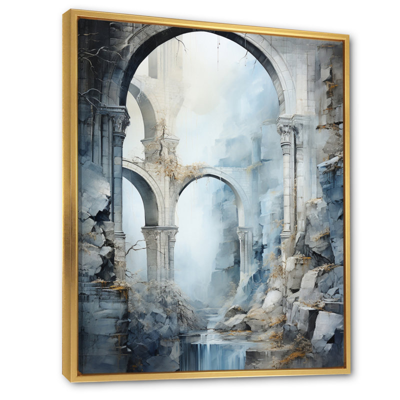 Imere Grey Bridge Ethereal Overpass I, H 20 po x l 12 po x P 1 po, Cadre flottant doré