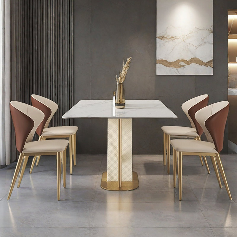 Luxury modern simple rectangular dining table sets, 29.5"H x 70.9"L x 35.4"W