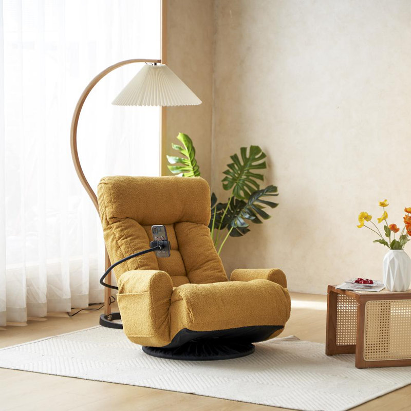360 degrees Swiveling Lounge Sofa Chair With Adjustable Head And Waist, Yellow