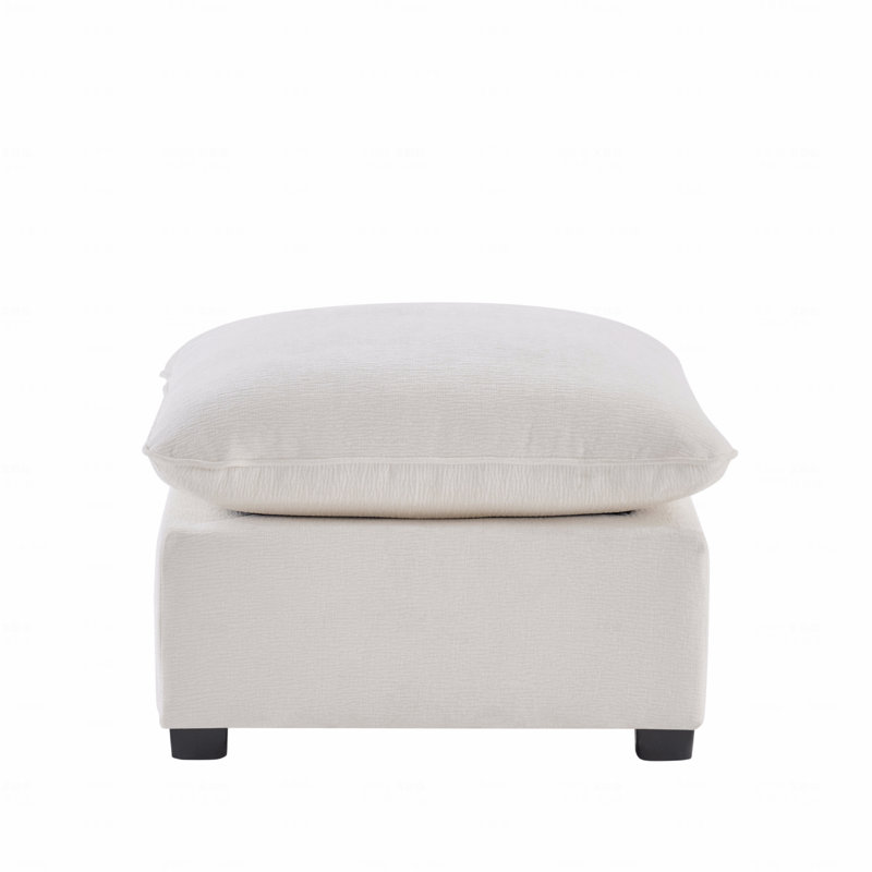 26”x26” Ottoman Sofa – Wide Chenille Seat, White