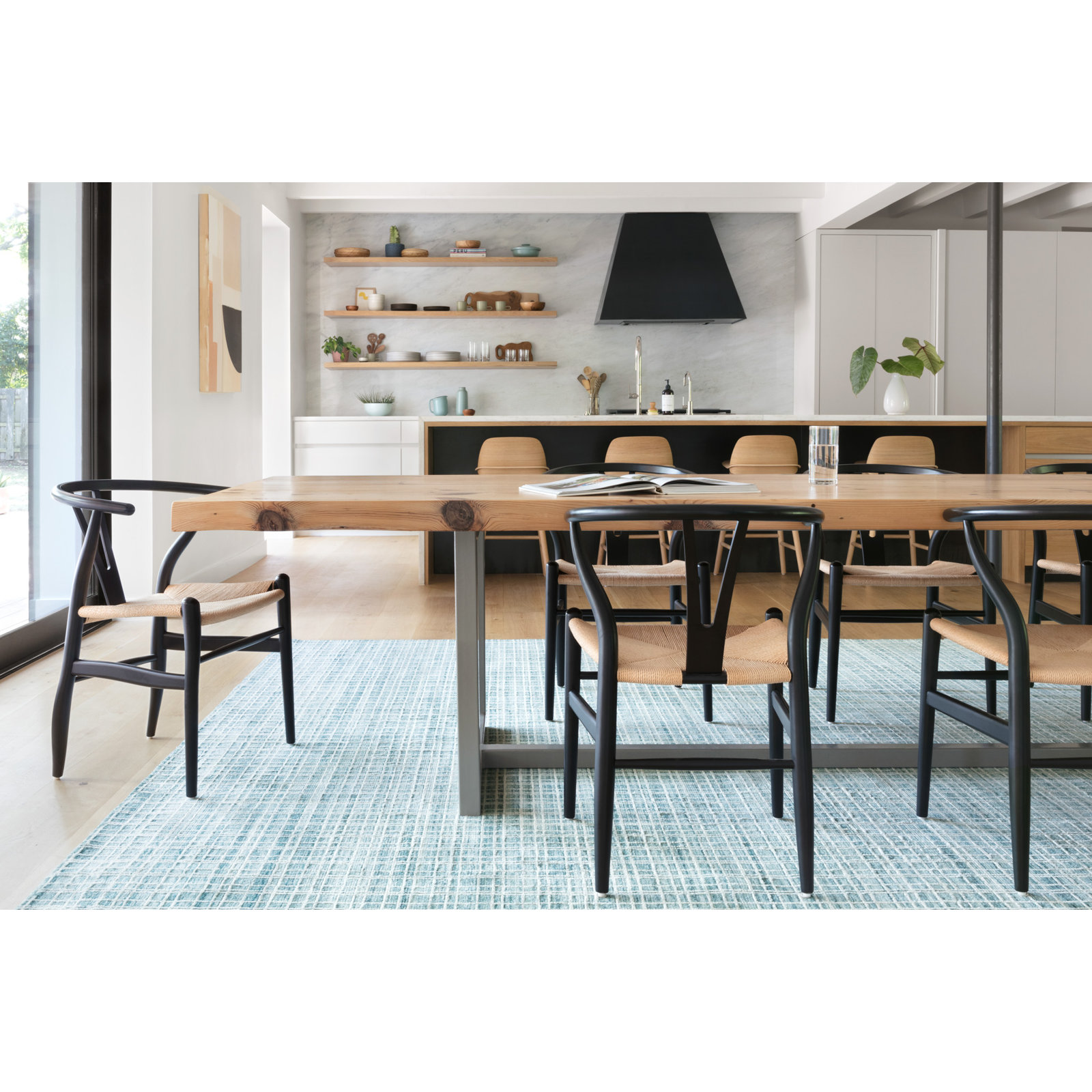 Hannon Handmade Blue Rug, Rectangle 4' x 6'