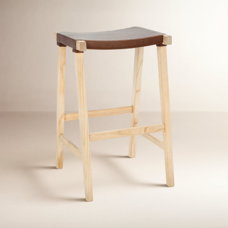Tabouret de bar et de comptoir en cuir véritable Kellan, Tabouret de bar (siège d’une hauteur de 30 po)