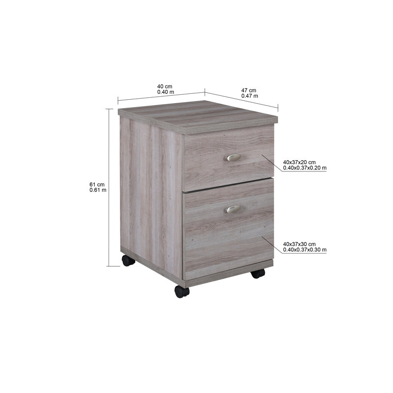 40cm Wide 2 -Drawer Mobile File Cabinet