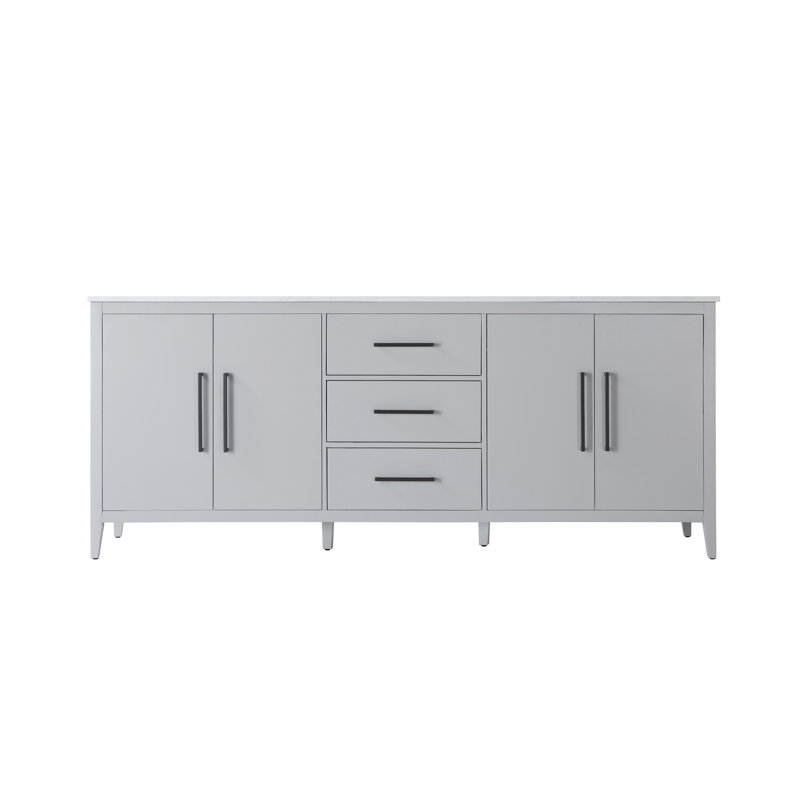 Meuble-lavabo double 84 po, Gris