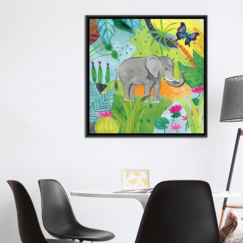 «The Big Jungle I», reproduction sur toile, H 18 po x l 18 po x P 1,5 po, Toile encadrée noire, Pas de tapis