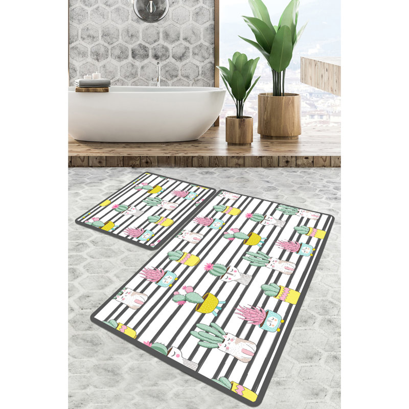 Antibacterial Bathmat Set (3 Pieces), Non-Slip Polyester, 23.6 x 39.4 inches (1 Piece) & 19.7 x 23.6 inches (2 Pieces) | Machine Washable, 700 GSM | Perfect for Bathroom Safety & Comfort, Easy Care Design