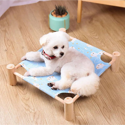 Lit surélevé pour hamac pour chat et chien - Lit en bois pour animal de compagnie avec filet respirant