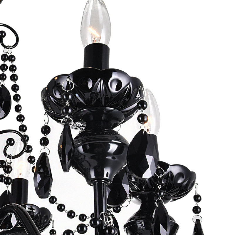 Lustre noir 9 lumières 32 po Jax - Élégant plafonnier candélabre en cristal pour chambre à coucher, salle à manger ou entrée