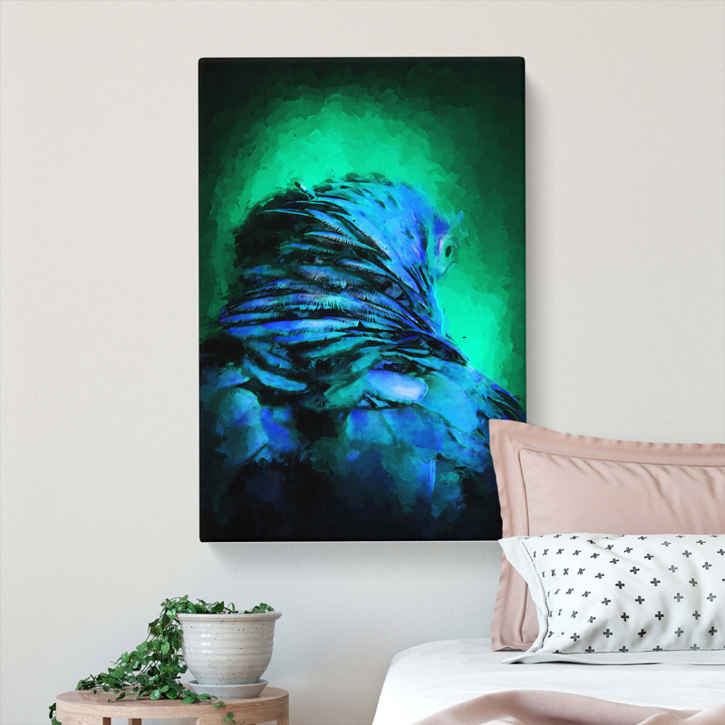 The Blue Parrot In Abstract - Wrapped Canvas, 60cm H x 40cm W x 3cm D
