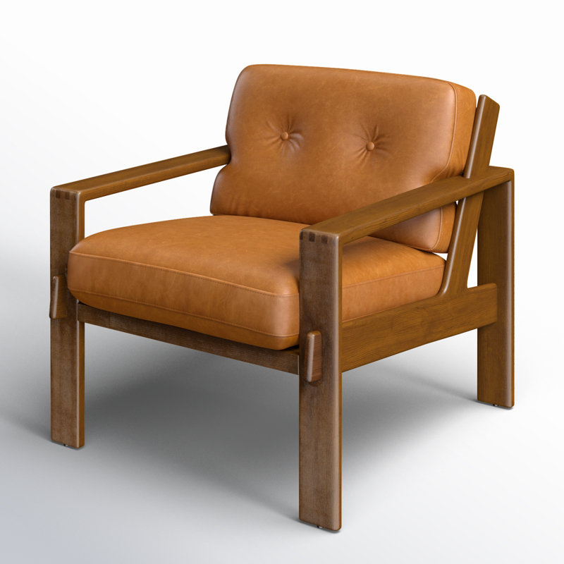 Skive Lounge Chair in Cognac Tan, Tan Genuine Leather