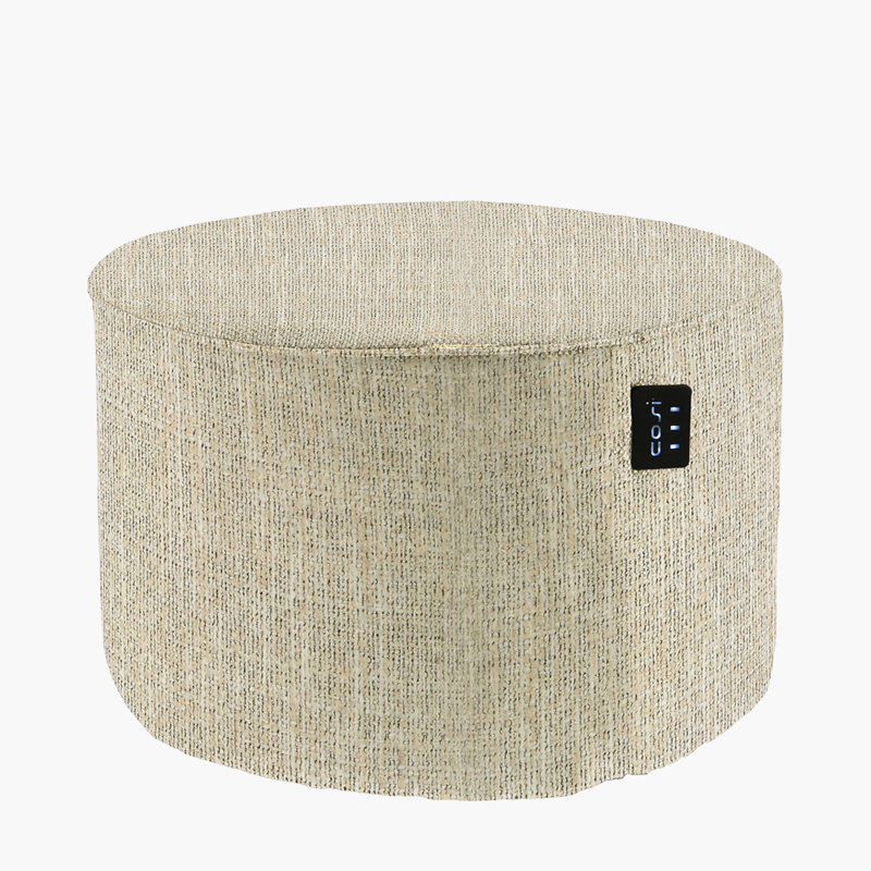 Cosipouf 60cm Wide Round Chevron Pouffe Ottoman, Beige