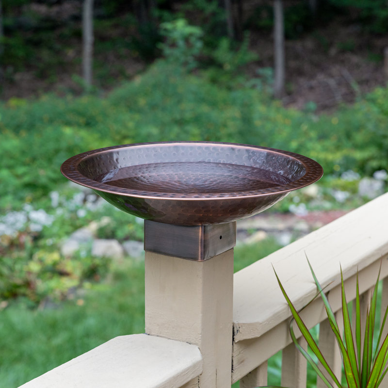 Metal Column Birdbath, 6.5" H x 14" W x 14" D