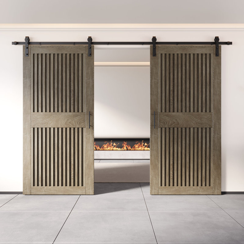 Ensemble de quincaillerie pour porte de grange non assemblée et non montée 48 po x 84 po Homacer Classic Grey, 48" x 84"
