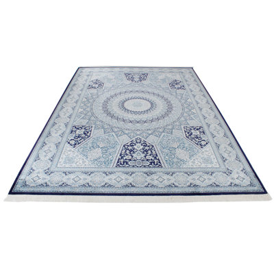 Navy and Ivory Turkish Antep Rug