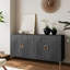 Buffet avec armoire moderne laqué moderne avec 4 portes, noir vieilli pour le salon, le vestibule, le couloir, le bureau, la cuisine et la salle à manger