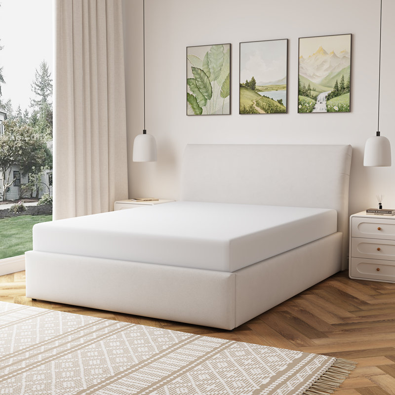 Upholstered Ottoman Storage Bed, King (5'), Beige