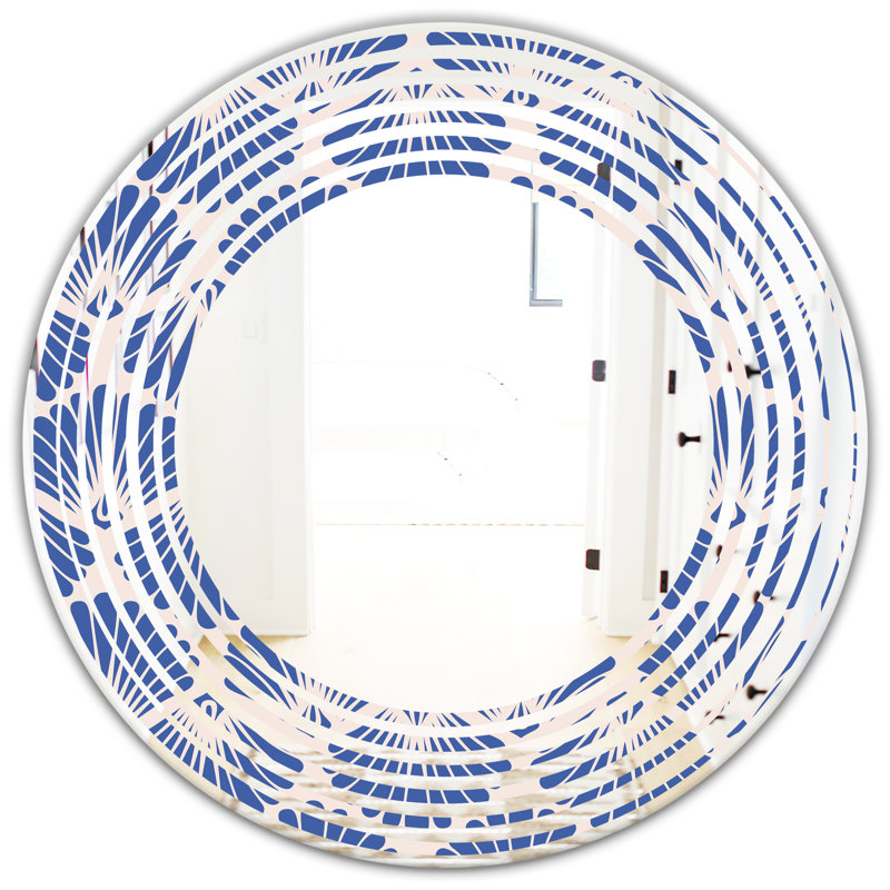 Vagues rétro bleues - miroir décoratif abstrait, H 31,5 po x l po