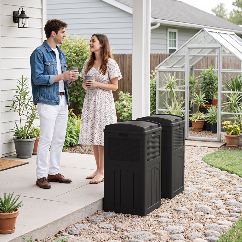 Ensemble de 2 poubelles 35 gallons, Noir