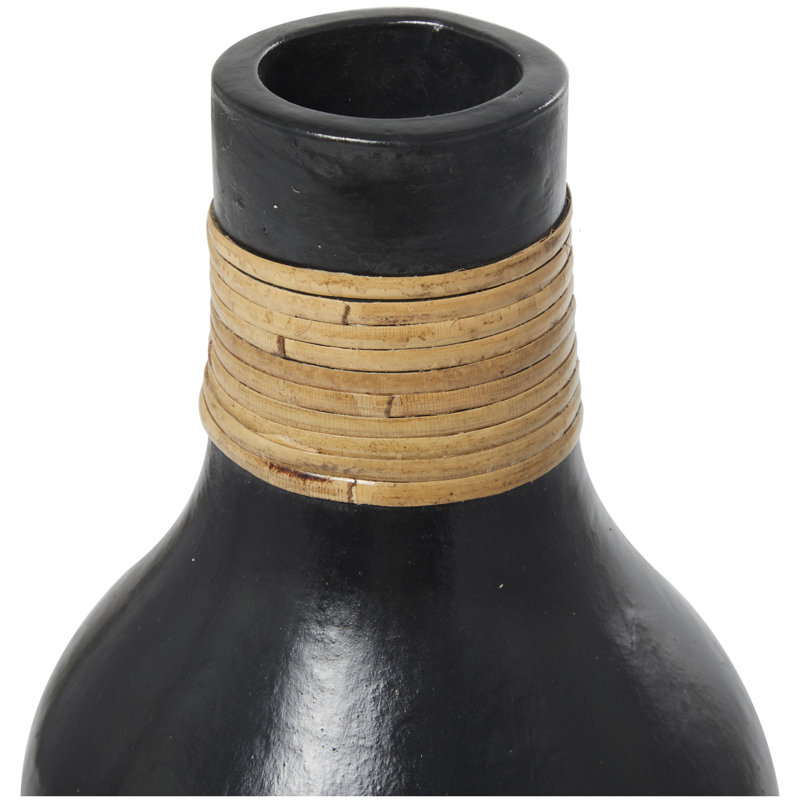 Terracotta Decorative Bottle, 19.15" H x 7.85" W x 7.85" D, Black