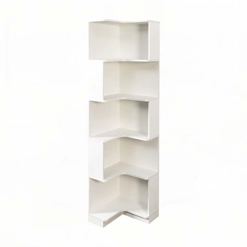 Bibliothèque d'angle à 5 niveaux avec chicane, Blanc