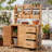 Farmhouse Patio Kitchen Island with 6 Drawers,Bottom Cabinet,and Side Hooks for Ample Storage and Versatility-125761746