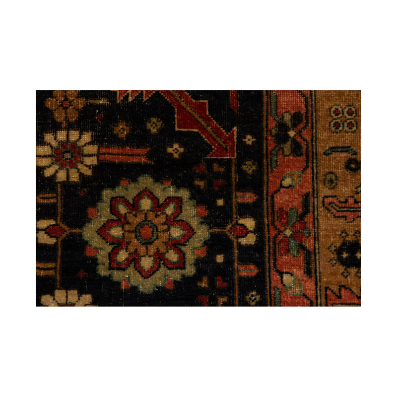 Tapis rouge et bleu noué à la main de haute qualité
