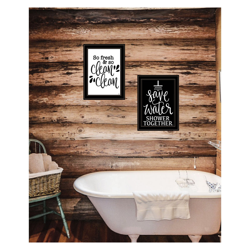 "Clean/Shower Together" 2-Piece Vignette By Fearfully Made Creations, Ready To Hang Framed Print