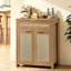 Buffet en rotin, armoire de rangement Farmhouse avec tablette réglable, armoire de cuisine Boho avec tiroir pour la salle à manger, la cuisine, le vestibule, le salon, le bois