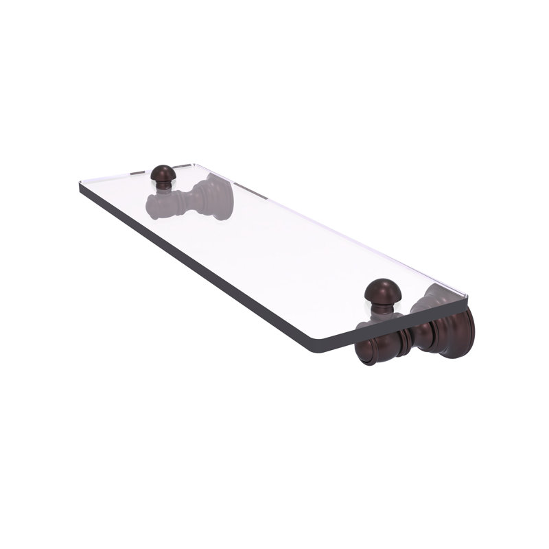 Freyja Glass Accent Shelf with Towel Bar, 2.4" H x 16" W x 5.54" D, Antique Bronze