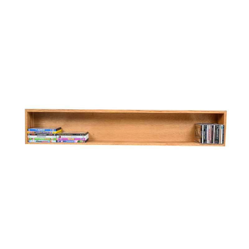 Shelf-Style Wooden CD/DVD/VHS Rack - 08 Series, Dark, 9.75" H x 52" W x 5.25" D