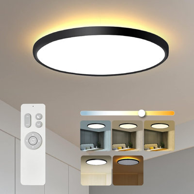 Plafonnier encastré avec veilleuse, luminaire de 36 W avec télécommande, CCT complet et luminosité réglable, plafonnier à DEL de 18 pouces pour la cuisine, le bureau et la chambre d'enfant