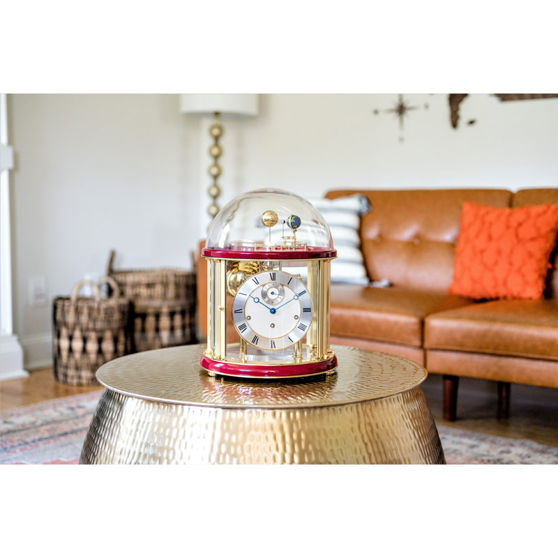 Roman Numeral Tabletop Clock, Gold/Red