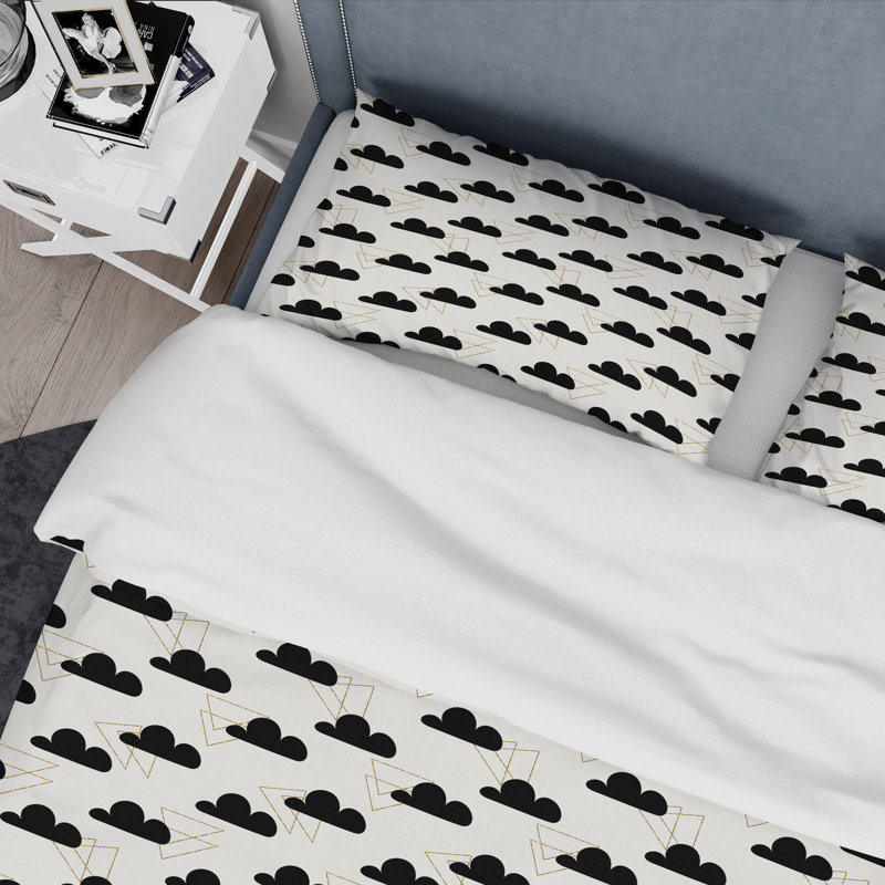 Ensemble de housse de couette noir et blanc, literie en microfibre moderne - Praxton