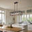 32 in. 5-Light Rustic Linear Cage Chandelier with Wooden Frame and Metal Rod for Kitchen Island (Bulbs Not Included)-1293775722