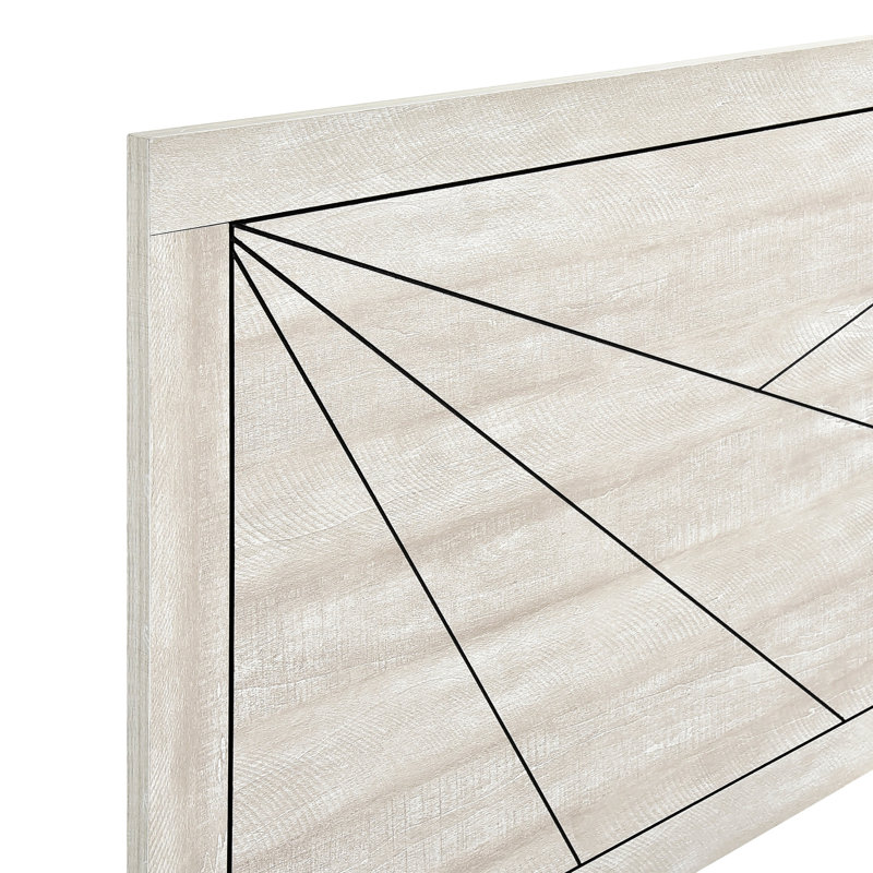 Lit pour grand lit contemporain avec finition en chêne gris poussiéreux moderne, traverses latérales et cadre de tête de lit en chêne, avec tête de lit