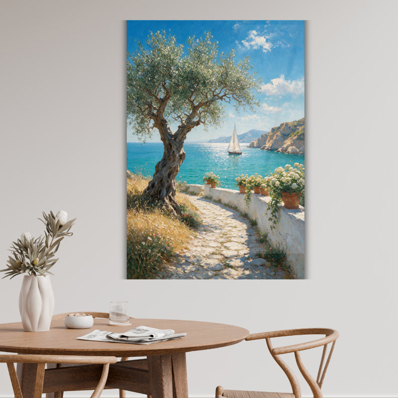 Art mural méditerranéen en verre trempé, H 12 po x l 8 po