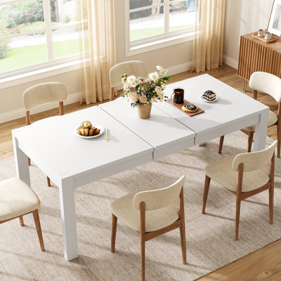 63" to 78.7" Extendable Dining Table for 4-8, Modern Rectangular Kitchen Desk with Space-Saving Design