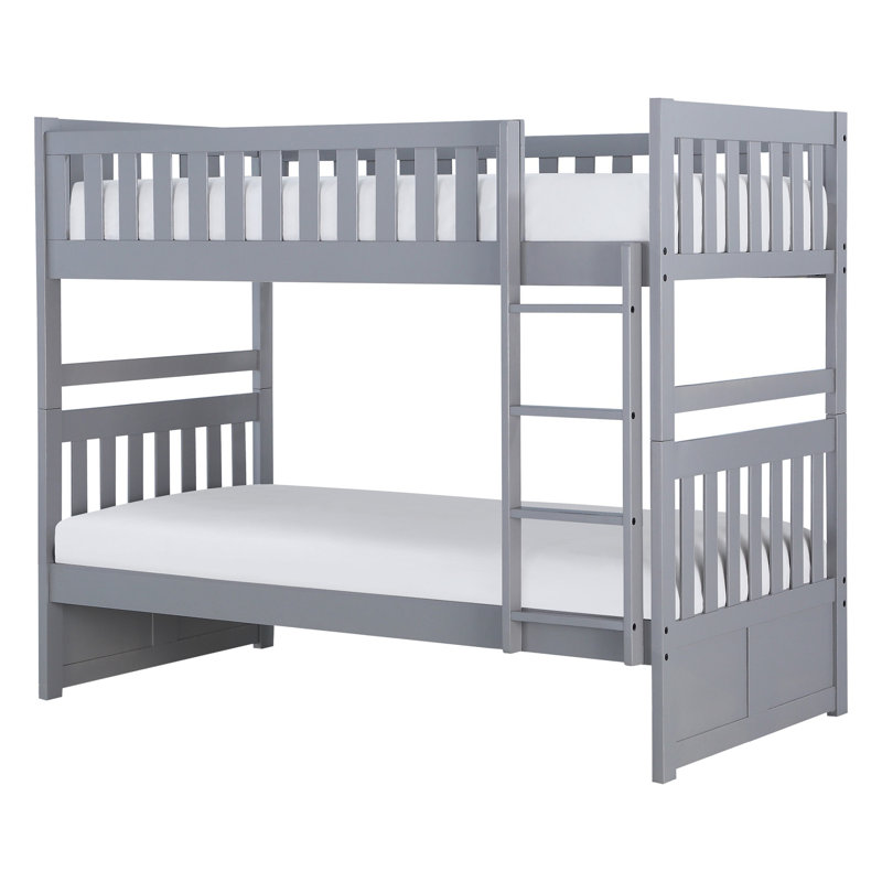Lit superposé standard en bois Haldan par Harriet Bee, Gris, Simple