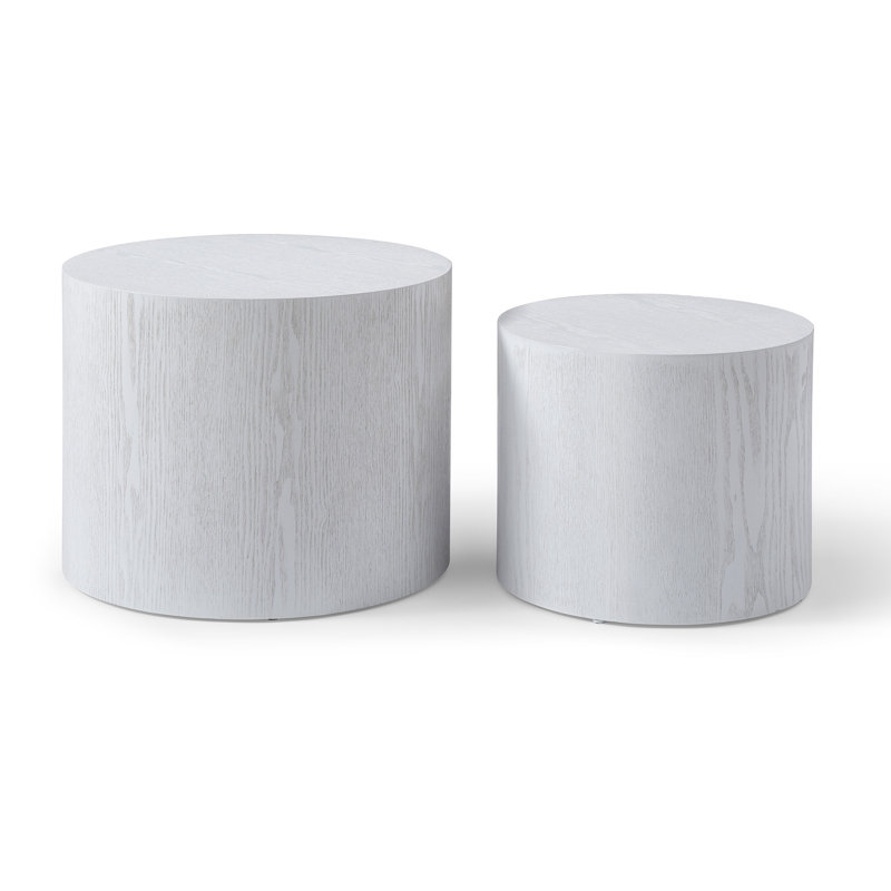 Ensemble de 2 tables basses rondes, Blanc