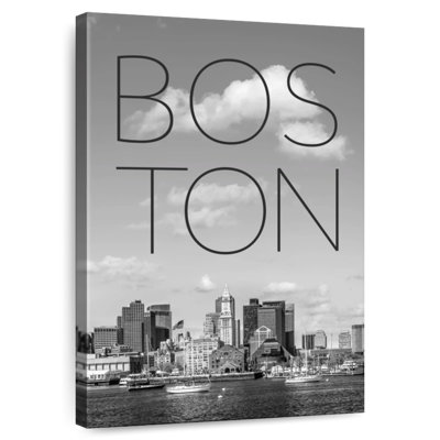Aime Boston Skyline North End et quartier des affaires et texte