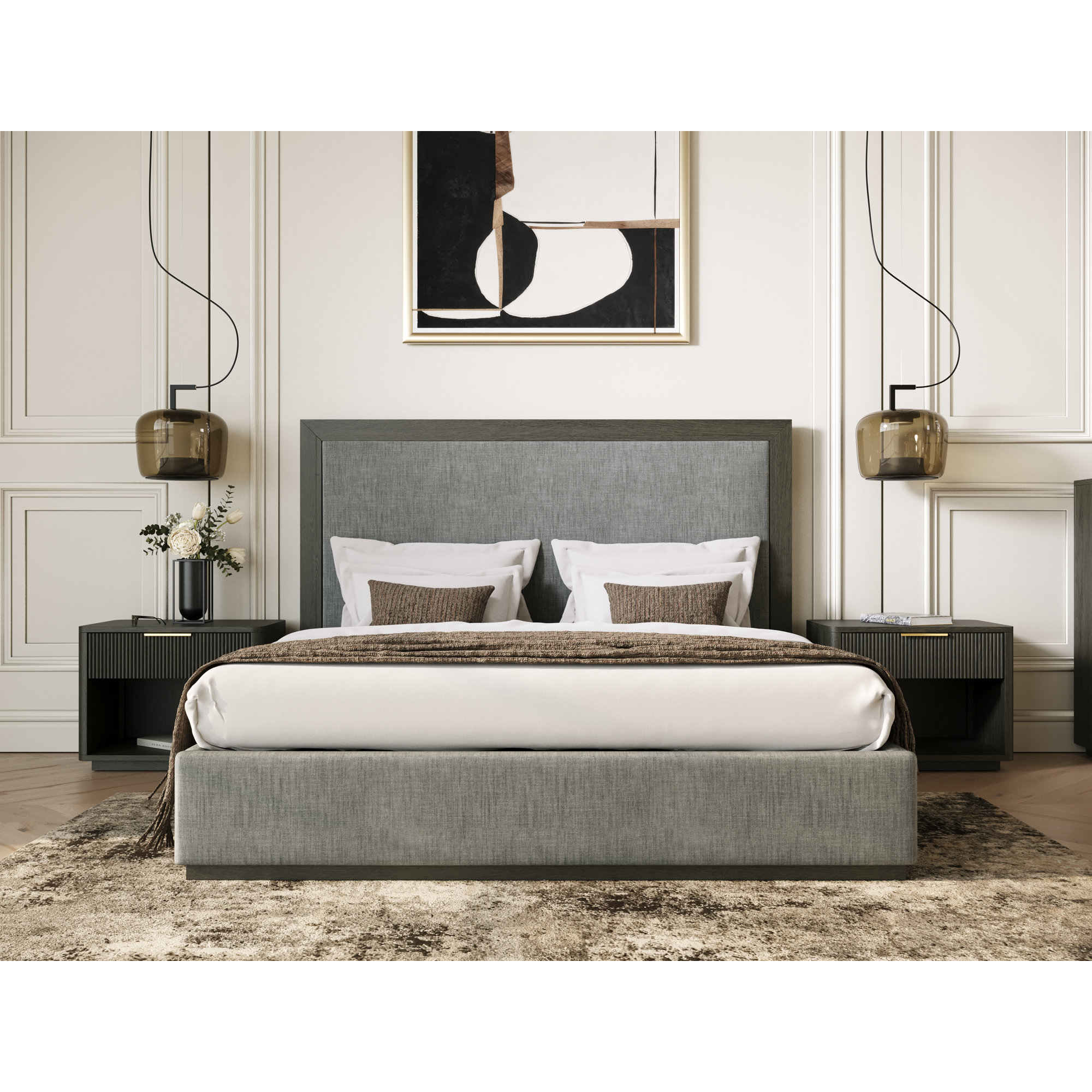 Reanna Upholstered Bed, Gray Wash, Queen